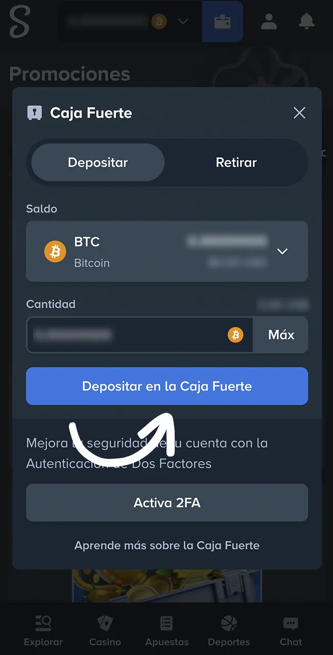 Cargá fondos en tu cuenta personal dentro del sitio oficial Stake.