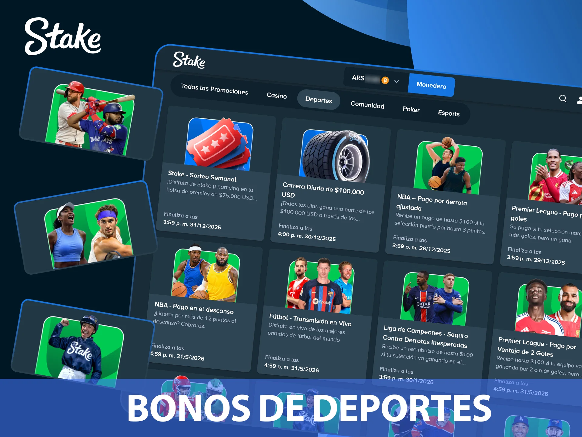 Activá tus bonos deportivos en sitio Stake.