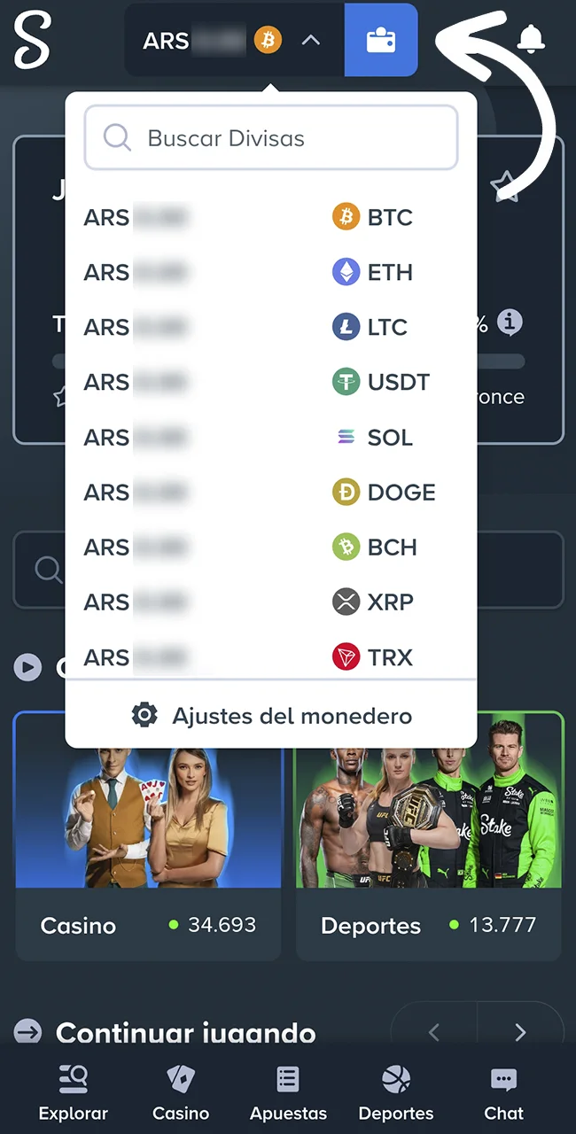 Confirmá la acreditación de tu dinero en el sitio oficial Stake.