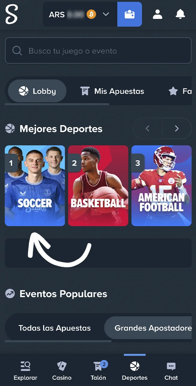 Buscá los mejores partidos de fútbol en el sitio Stake Argentina.