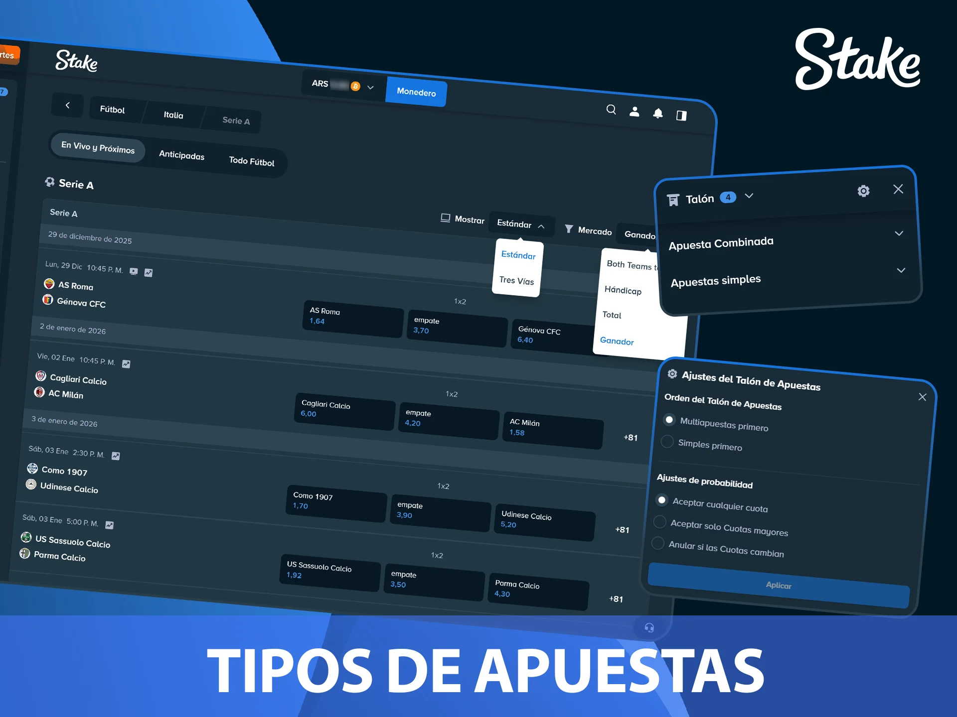 Conocé los mercados de fútbol disponibles en el sitio oficial Stake.