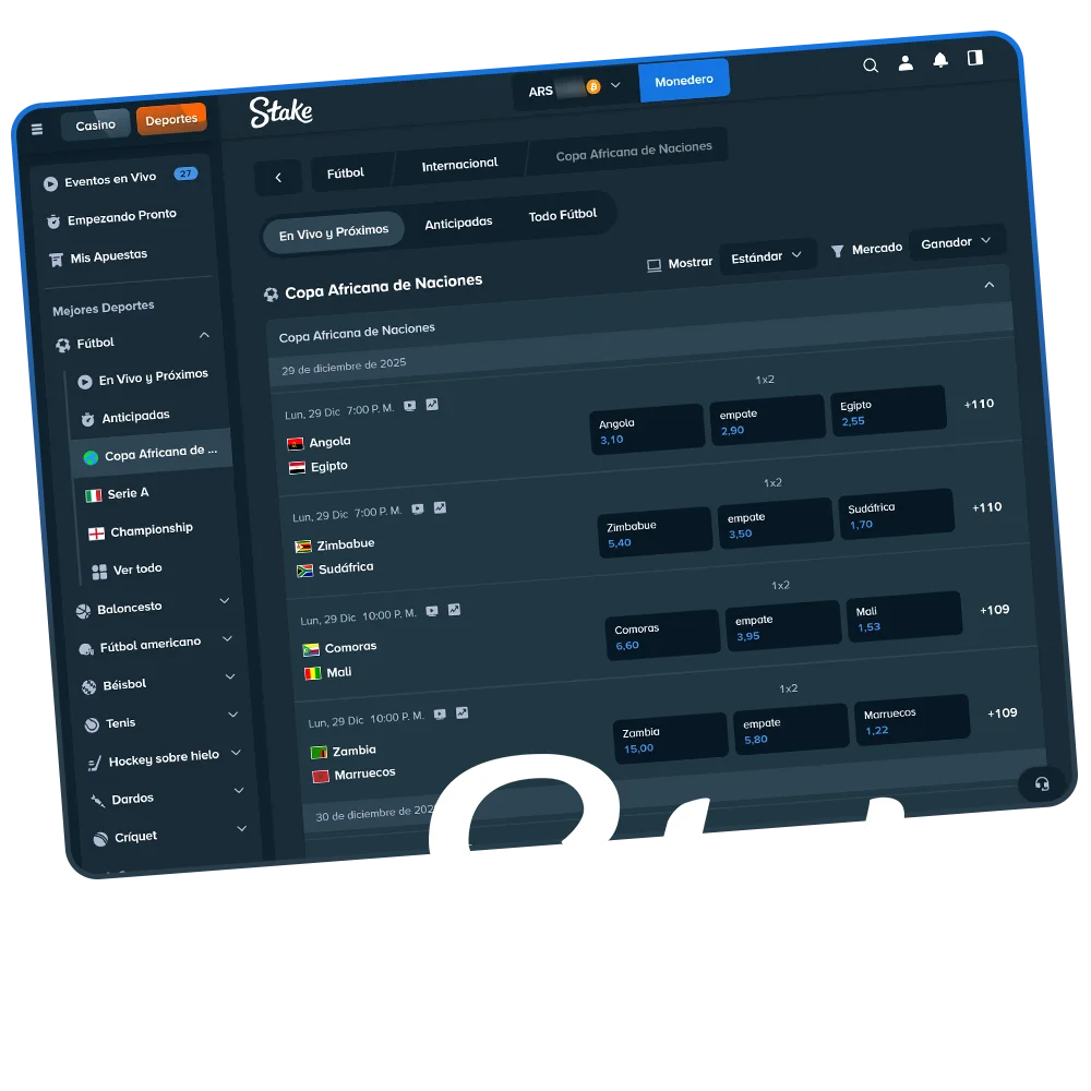 Realizá tus apuestas de fútbol favoritas en el sitio oficial Stake Argentina.