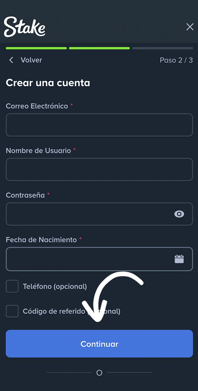 Accedé a tu perfil de usuario dentro del sitio oficial Stake hoy.