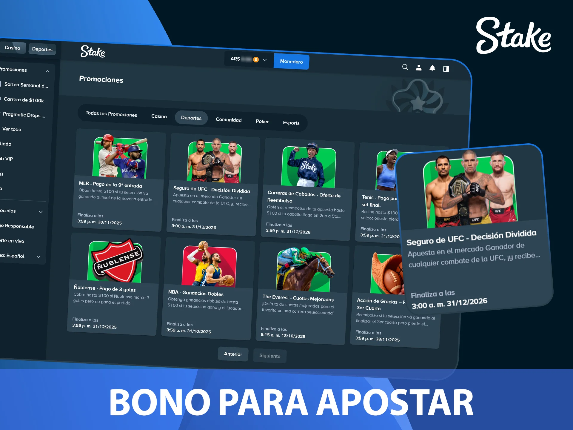 Reclamá tu bono de bienvenida deportivo en el sitio Stake Argentina.