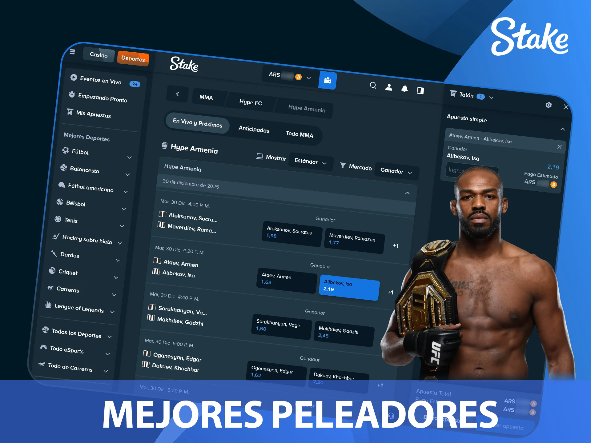 Apostá por los mejores luchadores del mundo en el sitio oficial Stake.