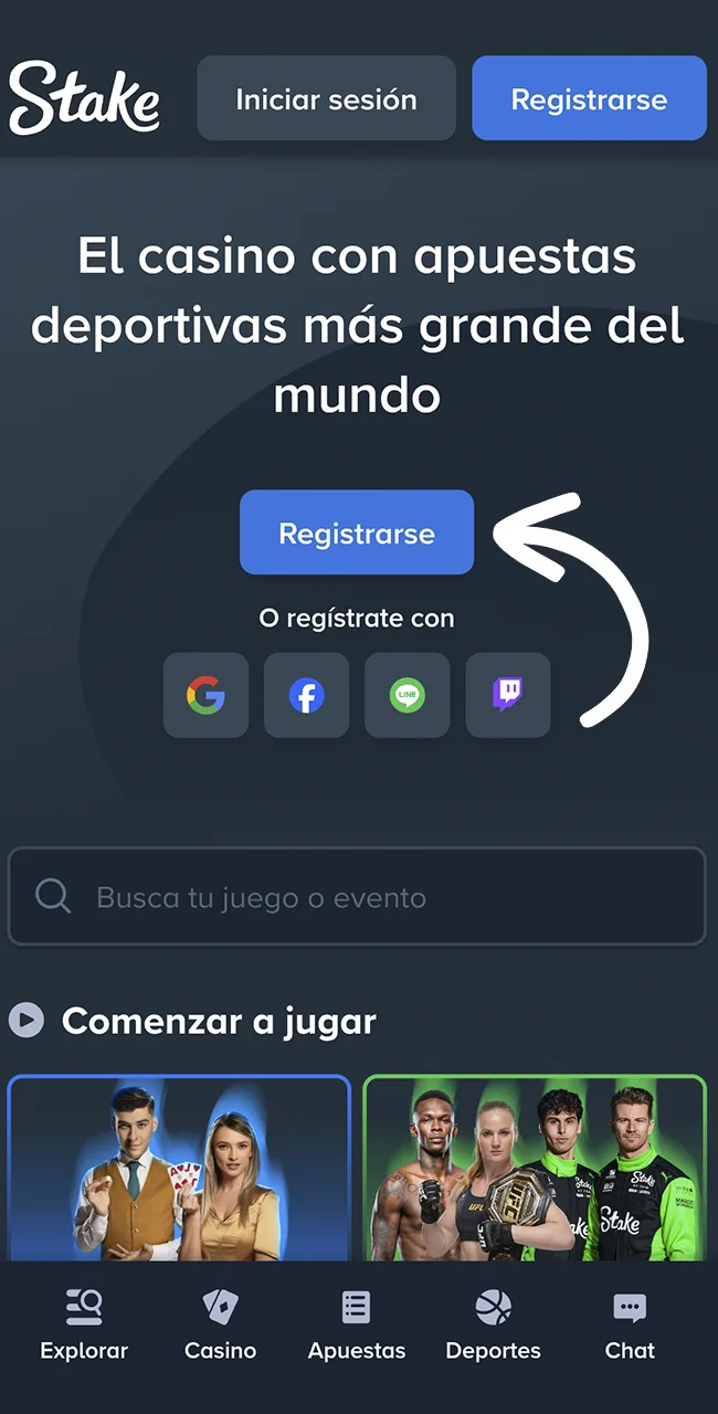 Creá tu perfil en sitio Stake.