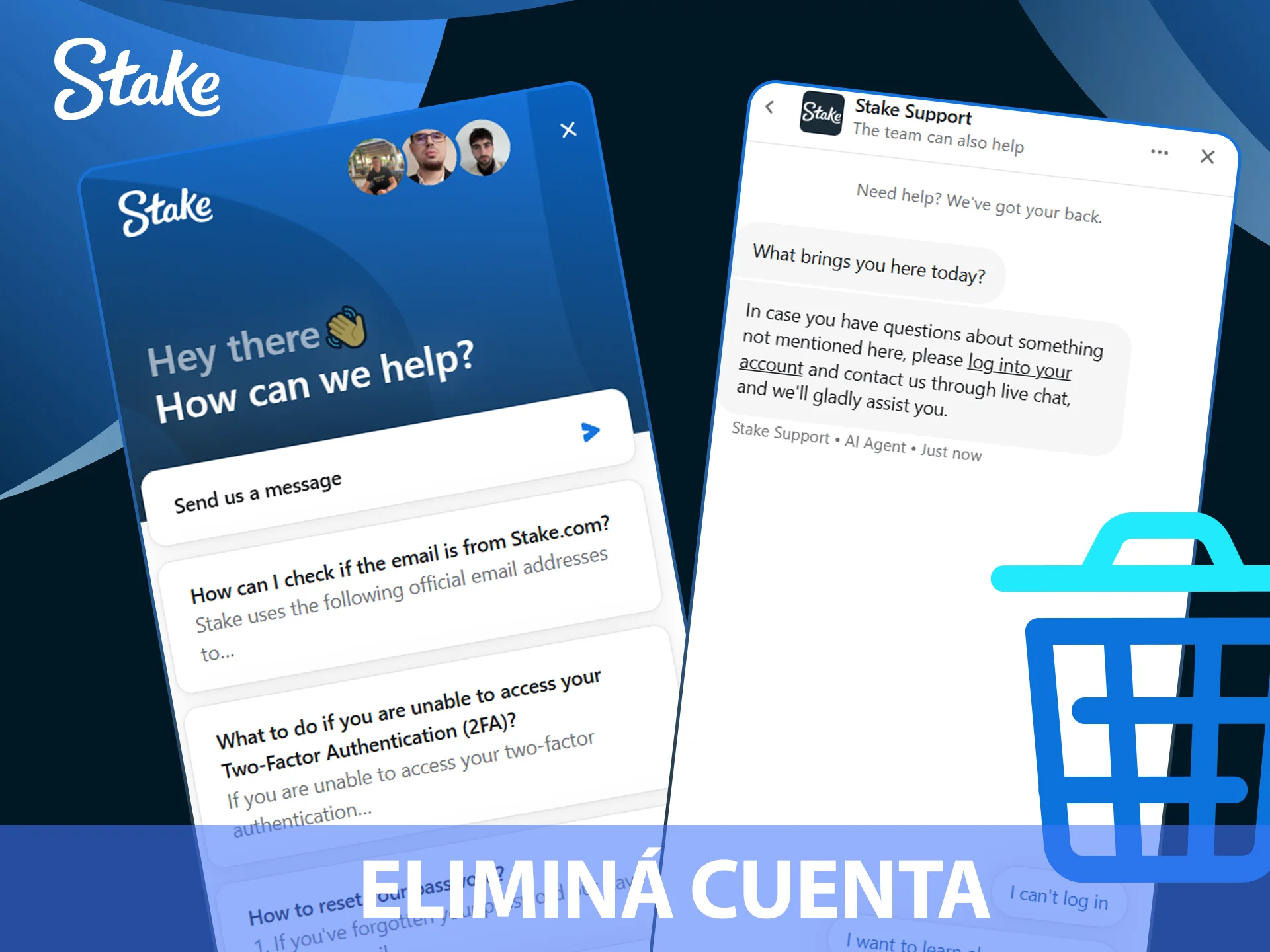 Cerrar cuenta en el sitio Stake.