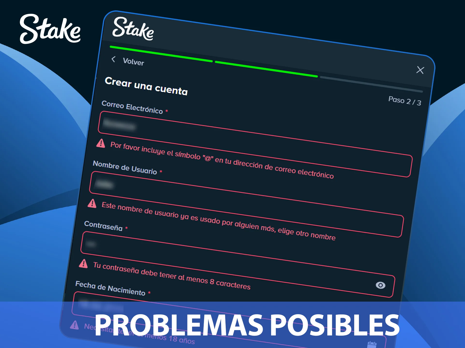 Soporte de registro en sitio Stake.