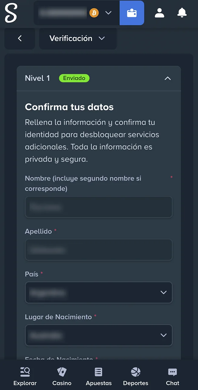 Actualizá tu perfil en sitio Stake.