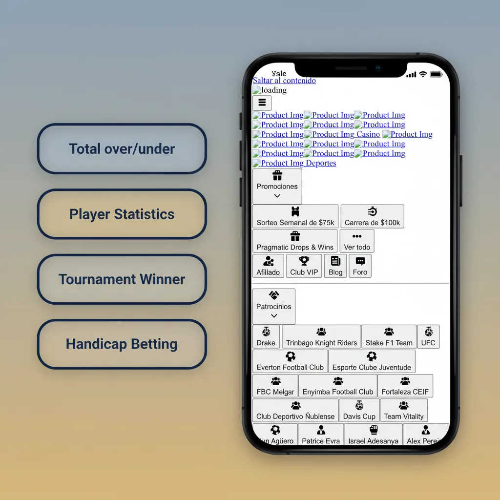 Tipos de apuestas en la app Stake: simple, combinada, sistema, hándicap asiático y más/menos; pre y en vivo.