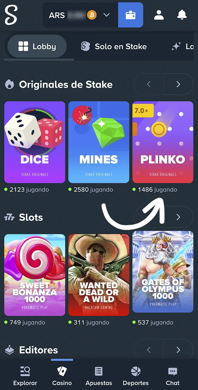 Jugá gratis en las versiones demo del sitio oficial Stake hoy.