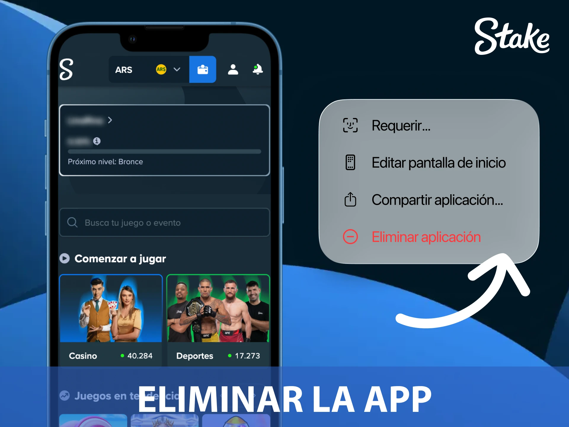 Infórmate sobre cómo eliminar la App Stake de tu dispositivo si lo necesitas.