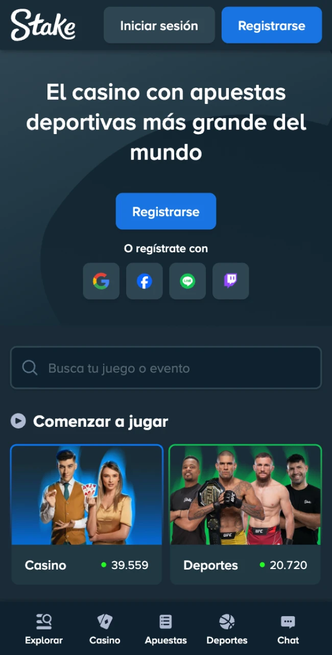 Navega por la interfaz de la página de inicio en la App Stake cómodamente.