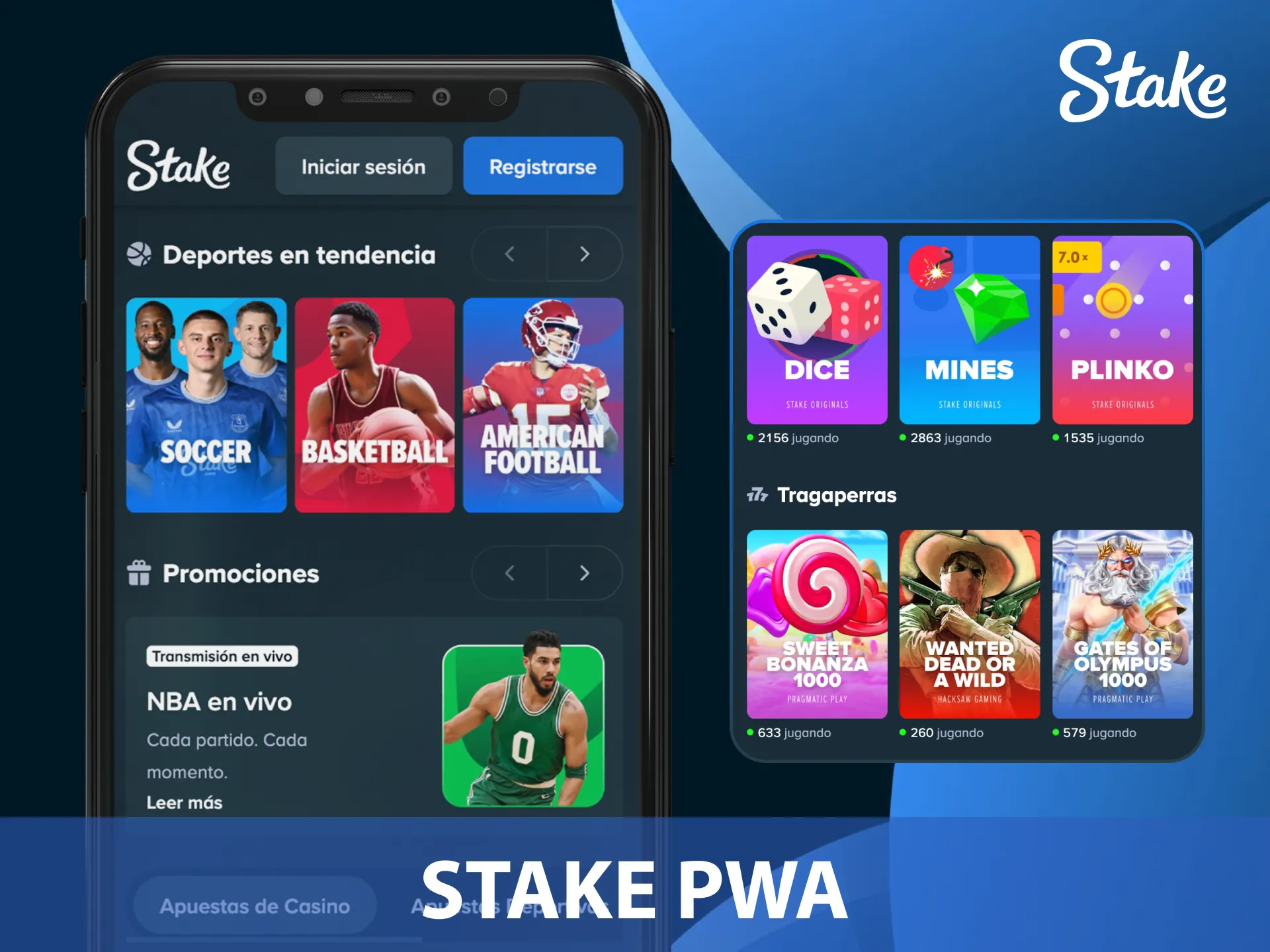 Instala la Stake PWA para acceder a tus juegos favoritos con un solo clic.