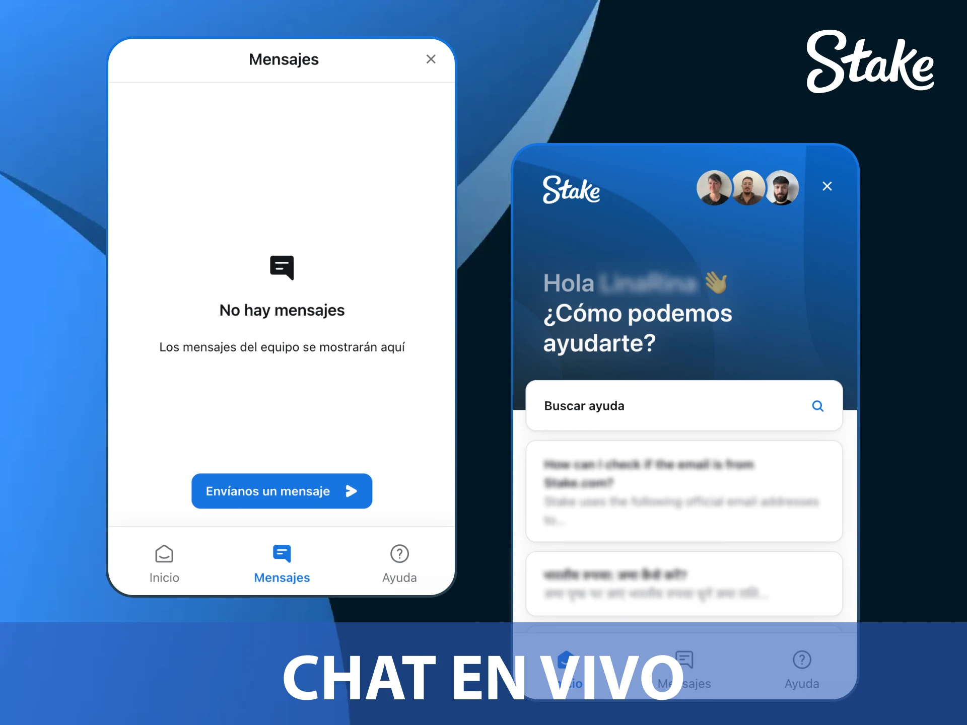 Icono de chat en vivo 24/7 para soporte inmediato, ubicado abajo a la derecha en web y app.