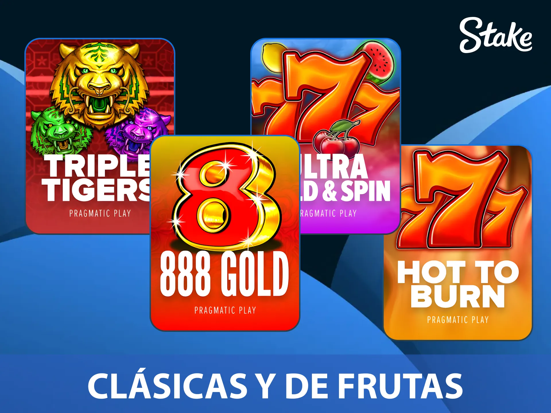 Juega a las slots clásicas y de frutas más populares dentro de la plataforma Stake.